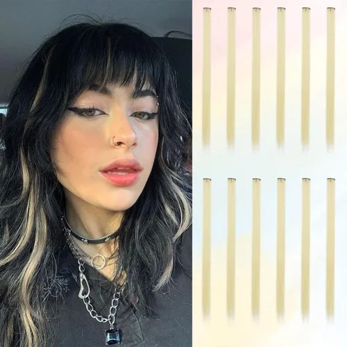Vista 22 de BARSDAR Extensiones de cabello negro con clip, extensiones de cabello con clip de color para mujer, 22 pulgadas, 12 piezas, extensiones sintéticas