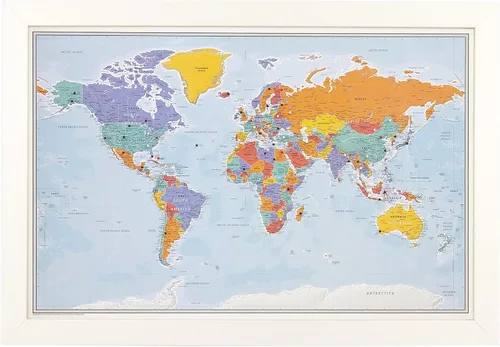 Vista 17 de Póster personalizado en lienzo enrollado con mapa del mundo, arte de pared con chinchetas – Grande 24" x 36" mapa del mundo de océanos azules