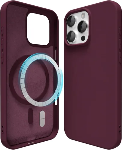 Vista 95 de oakxco Funda de silicona para iPhone 12 Pro Max, magnética, compatible con carga inalámbrica Magsafe, cubierta protectora de goma suave y delgada