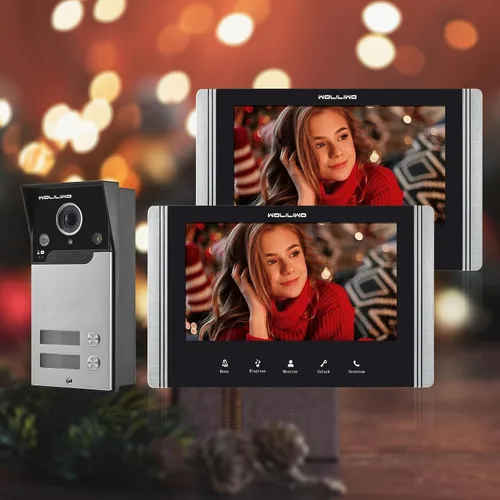 Vista 3 de Sistema de intercomunicador con vídeo con cable, timbre de puerta de vídeo de 17,78 cm con visión nocturna IR, soporte de desbloqueo remoto