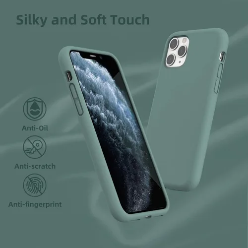 Vista 5 de Funda de silicona líquida compatible con iPhone 11 Pro Max, color verde pino [Protección contra caídas]