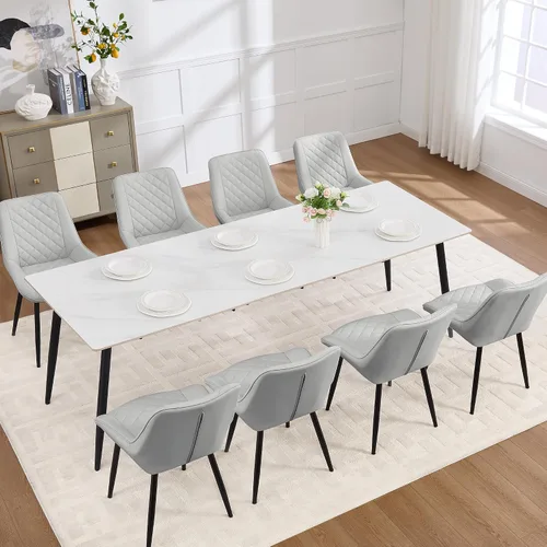 Vista 17 de Silla de Comedor, Sillas de Comedor Modernas con Cojines Gruesos, Sillas de Comedor y Cocina Tapizadas en Cuero Sintético con Patas Metálicas Marrón