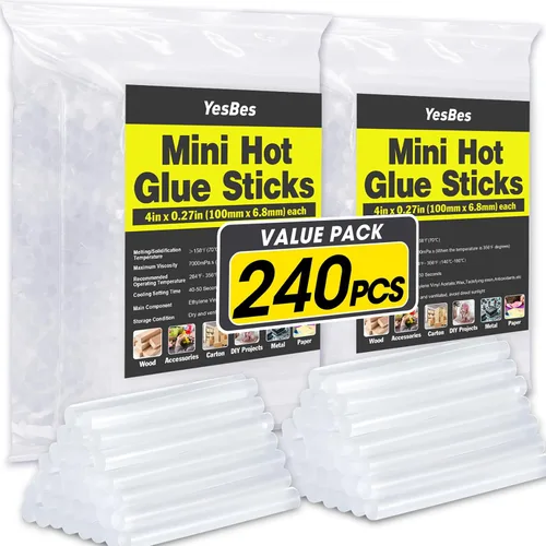 Vista 7 de Paquete de 1000 mini barras de pegamento caliente, 4 pulgadas de largo x 0.27 pulgadas de diámetro para mini pistolas de pegamento, multiusos