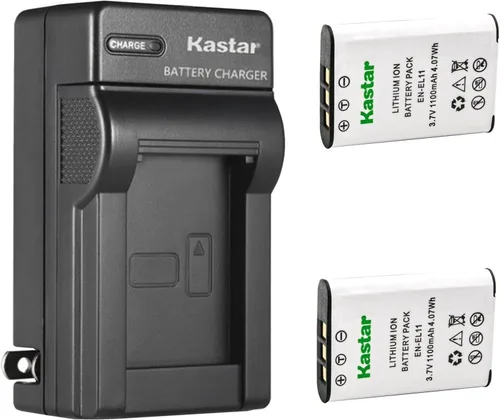 Vista 5 de Kastar Cargador de batería de pared AC para batería Nikon EN-EL11, cargador MH-64, Nikon Coolpix S550, cámara S560, batería Olympus Li-60B, cargador