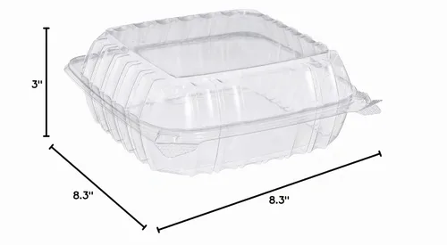Vista 7 de Dart C90PST1 ClearSeal Contenedores de plástico con bisagras, transparentes, 8.2 x 8.3 x 3 pulgadas, caja de 250