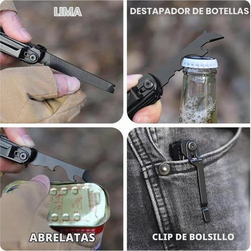 Vista 6 de Cuchillo multiherramienta de bolsillo - Regalos de Navidad para hombres, herramienta múltiple, cuchillos EDC - Cuchillo de bolsillo para hombres