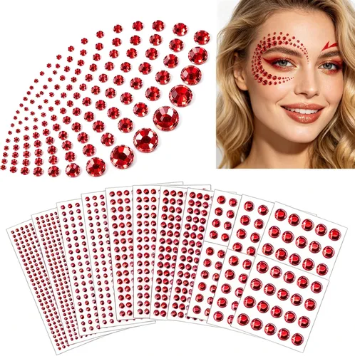 Vista 8 de Pegatinas de gemas faciales, 2102 piezas de diamantes de Negro