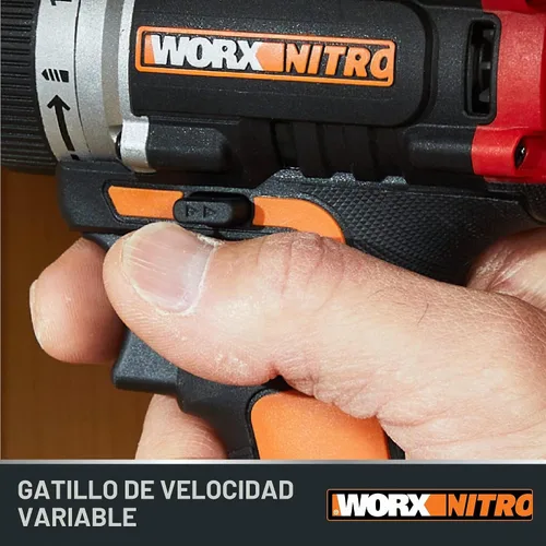 Vista 8 de Worx Nitro - Taladro percutor inalámbrico de 20V de 1/2" con motor sin escobillas, compacto y ligero de solo 6" y 3 libras, compatible con Power