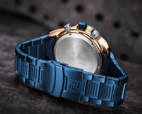 Vista 4 de NAVIFORCE Reloj para hombre cronógrafo impermeable deportivo analógico digital cuarzo relojes de negocios moda de acero inoxidable Militar