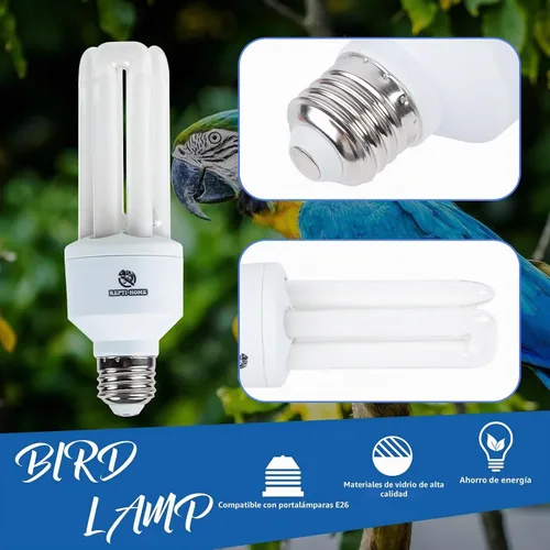 Vista 6 de Bombilla UVA UVB para pájaros 2.4 UVB 20W lámpara fluorescente compacta para todo tipo de aves cautivas