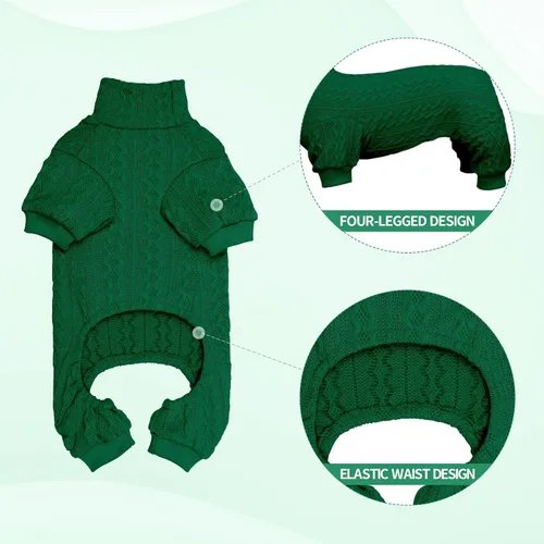 Vista 3 de Suéter de perro con cuello alto y tejido de punto, ropa para mascotas de color sólido, suéter para cachorros cálido, suéteres para perros pequeños