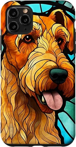Vista 13 de Airedale Terrier Dog Stained Glass Case for iPhone 17