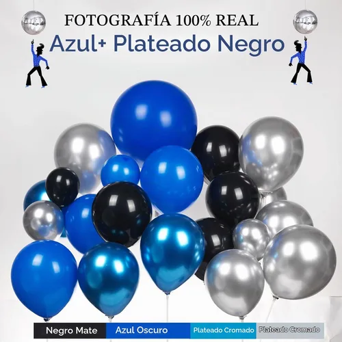Vista 3 de Kit de guirnalda de globos azul real y plateado, con globos de aluminio de bola de discoteca 4D de estrella para hombres, cumpleaños de 30 años, día