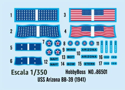 Vista 3 de Hobby Boss HY86501 USS Arizona BB-39 Kit de construcción de modelo de barco