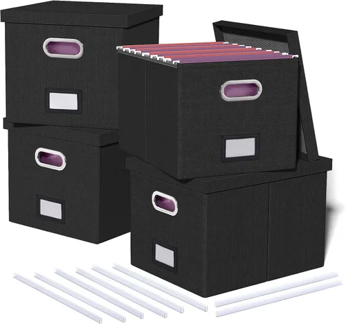 Vista 18 de Oterri Organizador de Archivos, Caja de Archivos, Gabinete de Archivos para Almacenamiento de Carpetas de Archivos Tamaño Carta, Organizador