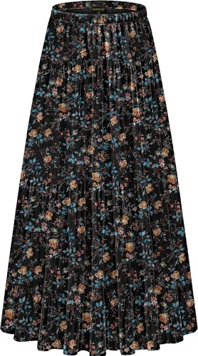 Vista 42 de NASHALYLY - Faldas largas de gasa, acampanadas, plisadas, con cintura alta y elástica para mujer Albaricoque Rosa Floral