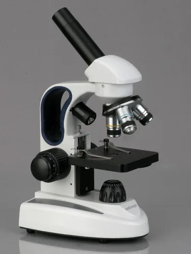 Vista 2 de AmScope Microscopio monocular compuesto inalámbrico M158C-2L-PB10-WM, oculares WF10x y WF25x, aumento de 40x-1000x, iluminación LED superior e