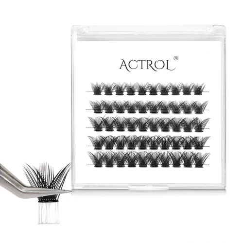 Vista 32 de ACTROL Pestañas de anime con forma de pluma, extensiones de racimo de pestañas naturales de manga individual