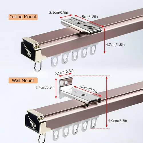 Vista 5 de Heavy Duty Ceiling Curtains Track Aluminum Curtain Rail Silent Curtain Rod Sliding Rail Pole System Wall Mount Room Divider for Windows, RV, Camper