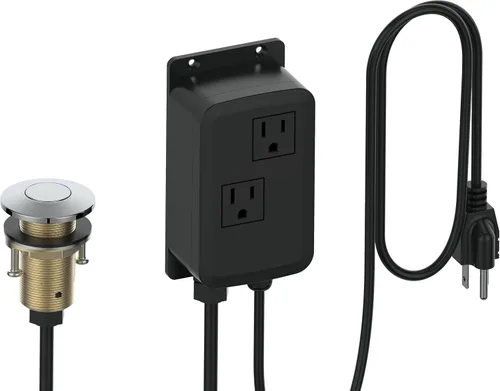 Vista 8 de Kit de interruptor de aire superior para fregadero, botón de aire para eliminación de basura con módulo de potencia de aleación de aluminio Mate