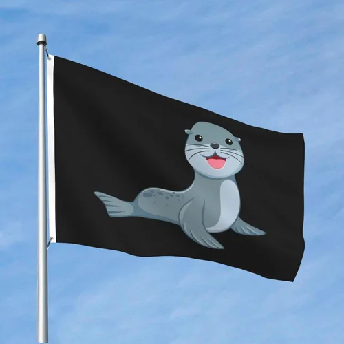 Vista 2 de Cute Sea Lion Flag 4x6 Ft Double Sided Flag Durable Outdoor Flags Patio Banners Indoor Decorative Flag Funny Flags 4by6 Flags