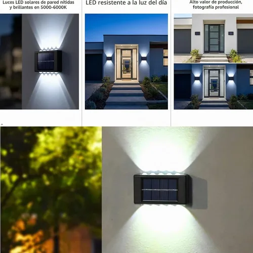 Vista 9 de 10 luces LED solares para exteriores, impermeables, paquete de 2 apliques nórdicos modernos iluminan la lámpara con sensor de luz solar exterior