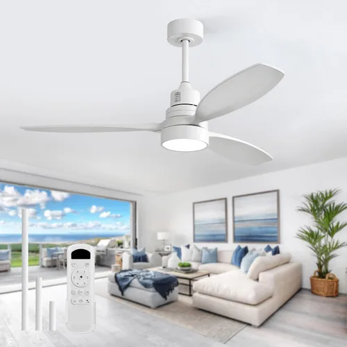 Vista 12 de Sofucor - Ventilador de techo sin luces, de 52 pulgadas, de perfil bajo, montaje empotrado, moderno, de madera, con control remoto, para interiores