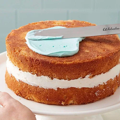 Vista 6 de Webake Juego de 2 espátulas rectas para tartas, esparcidor de glaseado de 14 pulgadas con mango de madera, espátula profesional de acero inoxidable