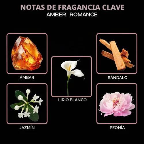 Vista 5 de Set de difusor de cañas, difusor de aceite perfumado con aroma a ámbar romántico y varillas, accesorios de fragancia para el hogar para decorar
