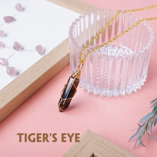 Vista 3 de Collar de cristal natural de doble punta hecho a mano tejido curativo con bala de cristal curativo pulido piedra de energía Reiki con caja de regalo