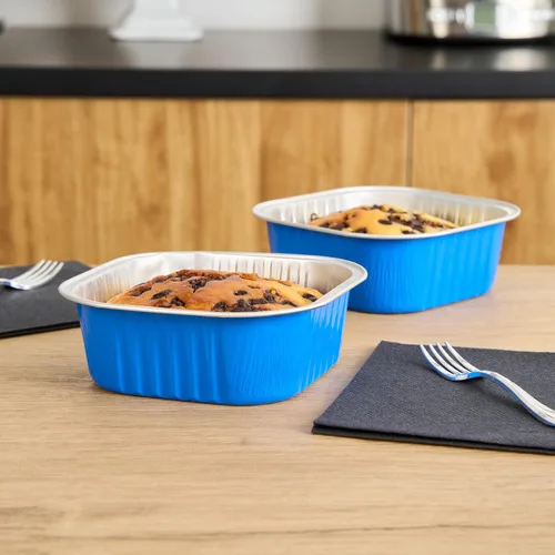 Vista 6 de Restaurantware - Moldes desechables, paquete de 100 tazas cuadradas de aluminio para hornear de 10 onzas - Las tapas se venden por separado, listas