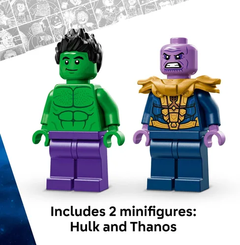 Vista 5 de LEGO Marvel The Hulk Truck vs. Thanos - Juguete de construcción de Monster Truck para niños a partir de 7 años, incluye minifiguras de juguete