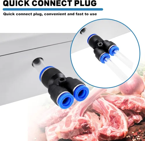 Vista 6 de Bomba eléctrica inyectora de carne con manguera, jeringa inyectora de marinada de acero inoxidable de 70 W con 10 agujas para barbacoa, pavo, cerdo