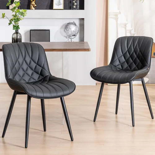 Vista 11 de YOUNUOKE Juego de 2 Sillas de Comedor de Mediados de Siglo Modernas Silla de Cocina Cómodas Sillas Tapizadas de Cuero Sintético Sillas de Cena