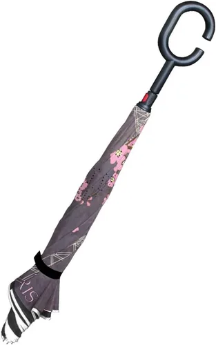 Vista 4 de MRMIAN Vintage Eiffel Tower Plum Cherry Blossoms Windproof Inverted Open Close Reverse Rain Umbrella Inside Out Quality Waterproof Parasol Upside