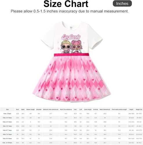 Vista 7 de L.O.L. Surprise! Kids Girls Short-Sleeve Dress A-Line Mesh Causal Tutu Tulle Princess Dress for Girls 3-10 Years