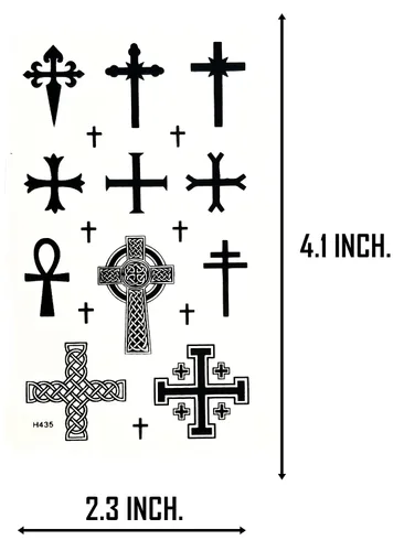 Vista 2 de ONCEX Mini 3 Hojas Crucifijo Tatuajes Temporales Mujeres Hombres Arte Impermeable Pegatinas Crucifijo Dibujos Animados Diseños Cuerpo Brazos Piernas