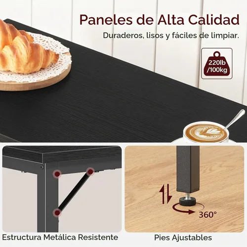 Vista 7 de MAHANCRIS Mesa de Bar Estrecha, Mesa de Pub de 160 cm para Sala de Estar, Mesas de Bar con Estructura de Metal Resistente, Mesa de Bar Conectable