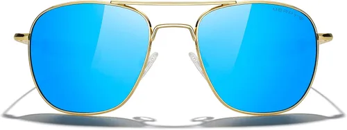 Vista 2 de MERRY'S Gafas de sol polarizadas militares clásicas cuadradas aviador para hombres o mujeres S8636