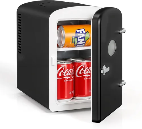 Vista 11 de HealSmart Mini refrigerador portátil, refrigeradores compactos enfriadores y calentadores de 4 litros 6 latas, con ventana de observación, 100%