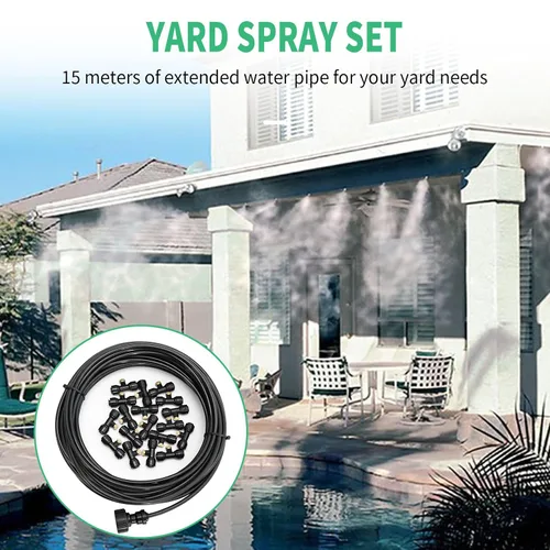 Vista 5 de Sistema de nebulización de 50 pies para enfriar el sistema de niebla al aire libre para patio exterior que produce niebla de agua en el patio