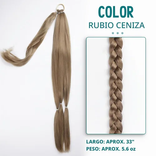 Vista 3 de EMMOR Extensión de cola de caballo larga trenzada con cabello lacio envolvente, extensiones de cabello sintético suave y saludable para mujeres