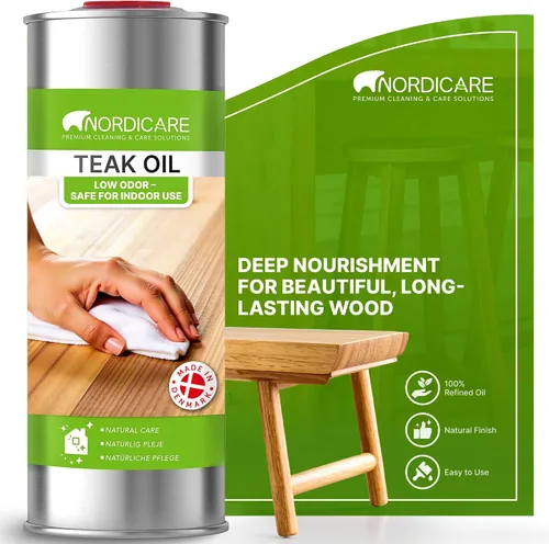 Vista 7 de Nordicare Aceite de teca (1 litro) – Aceite de madera para toda la zona interior – Revive el color original de la madera – Aceite de teca premium