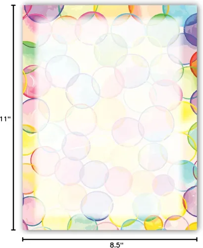 Vista 4 de Papelería de círculos coloridos - 8.5 x 11 - 60 hojas con membrete con borde (círculos de acuarela)