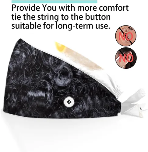 Vista 4 de Gorra médica con patrón de textura fresca con botones ajustables para mujer