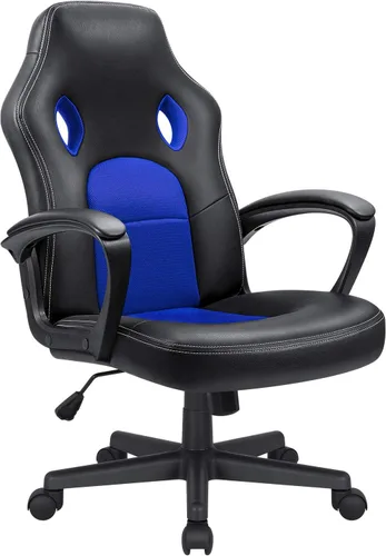 Vista 12 de Silla ejecutiva de piel para oficina, sala de conferencias o videojuegos con respaldo alto, ergonómica, ajustable., Blanco