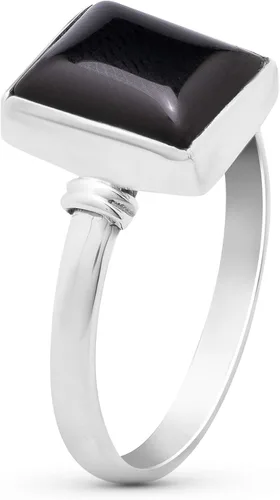 Vista 2 de Anillo cuadrado de ónix negro, plata de ley 925, estilo étnico, vintage, tribal gitano, estilo boho