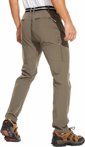 Vista 2 de NATUVENIX Pantalones de senderismo para hombre, pantalones de viaje de secado rápido, pantalones de trabajo elásticos, pantalones ligeros