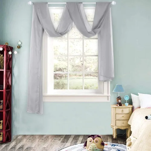 Vista 20 de HUTO Cenefa de gasa suave para ventana, color beige, para habitación de niñas, toldo de cama, 1 panel de 52 x 144 pulgadas de largo