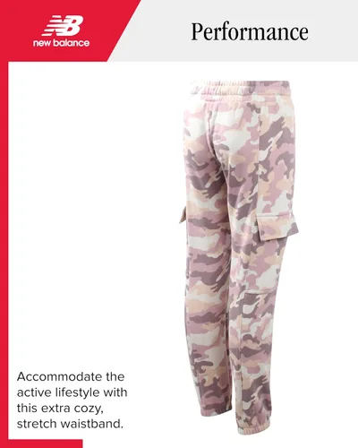 Vista 60 de New Balance Pantalones deportivos para niña, forro polar de mezcla de algodón suave con cordón y bolsillos (tallas 8-16)